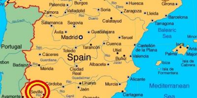 Mapa španielska ukazuje Seville