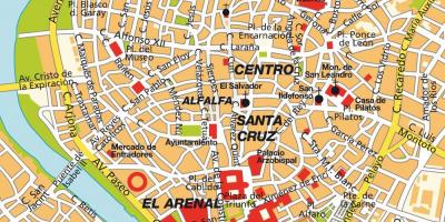Mapa, Seville, španielsko v centre mesta