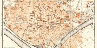Mapu starého mesta Sevilla (španielsko)