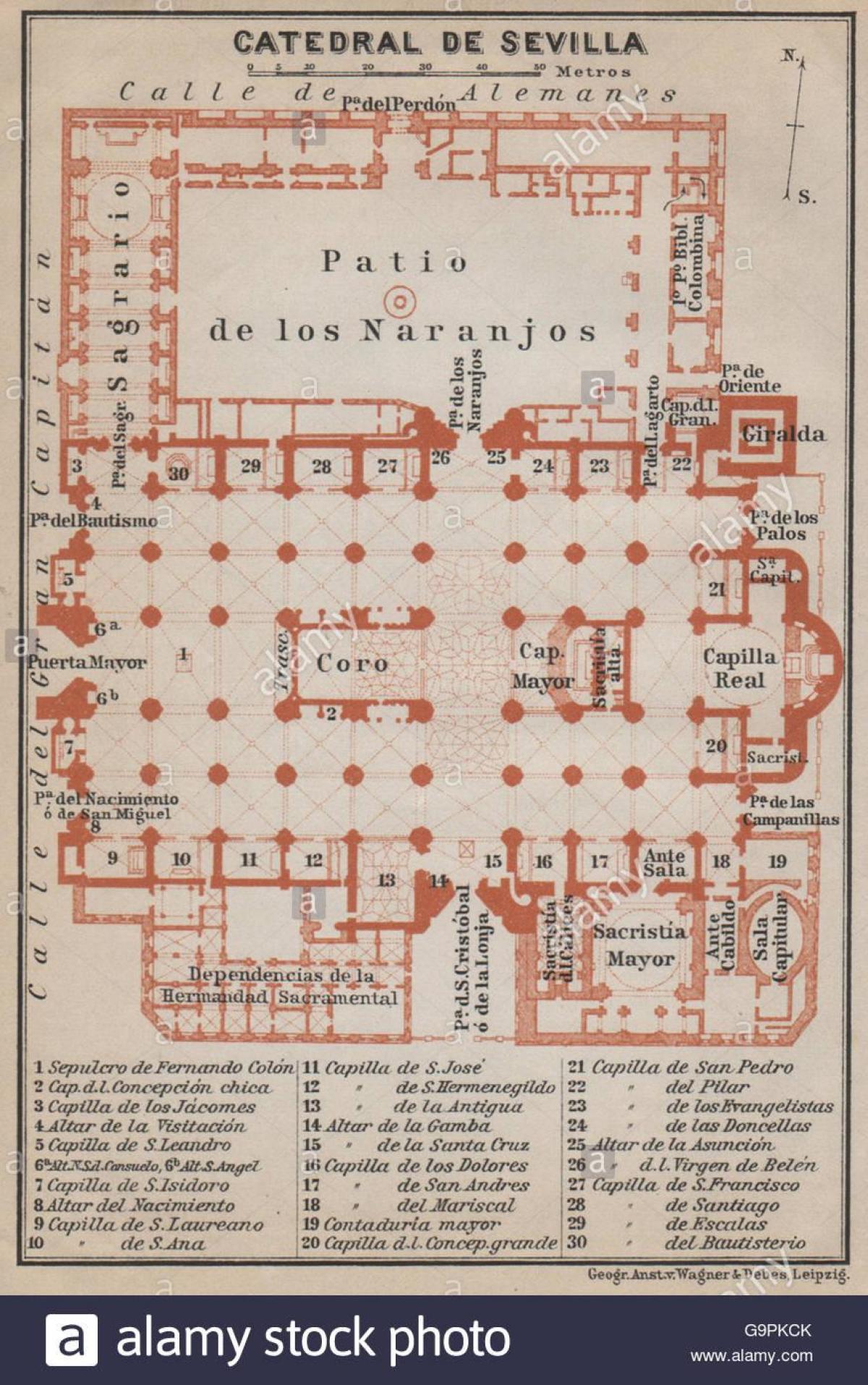 mapu Sevilly katedrála