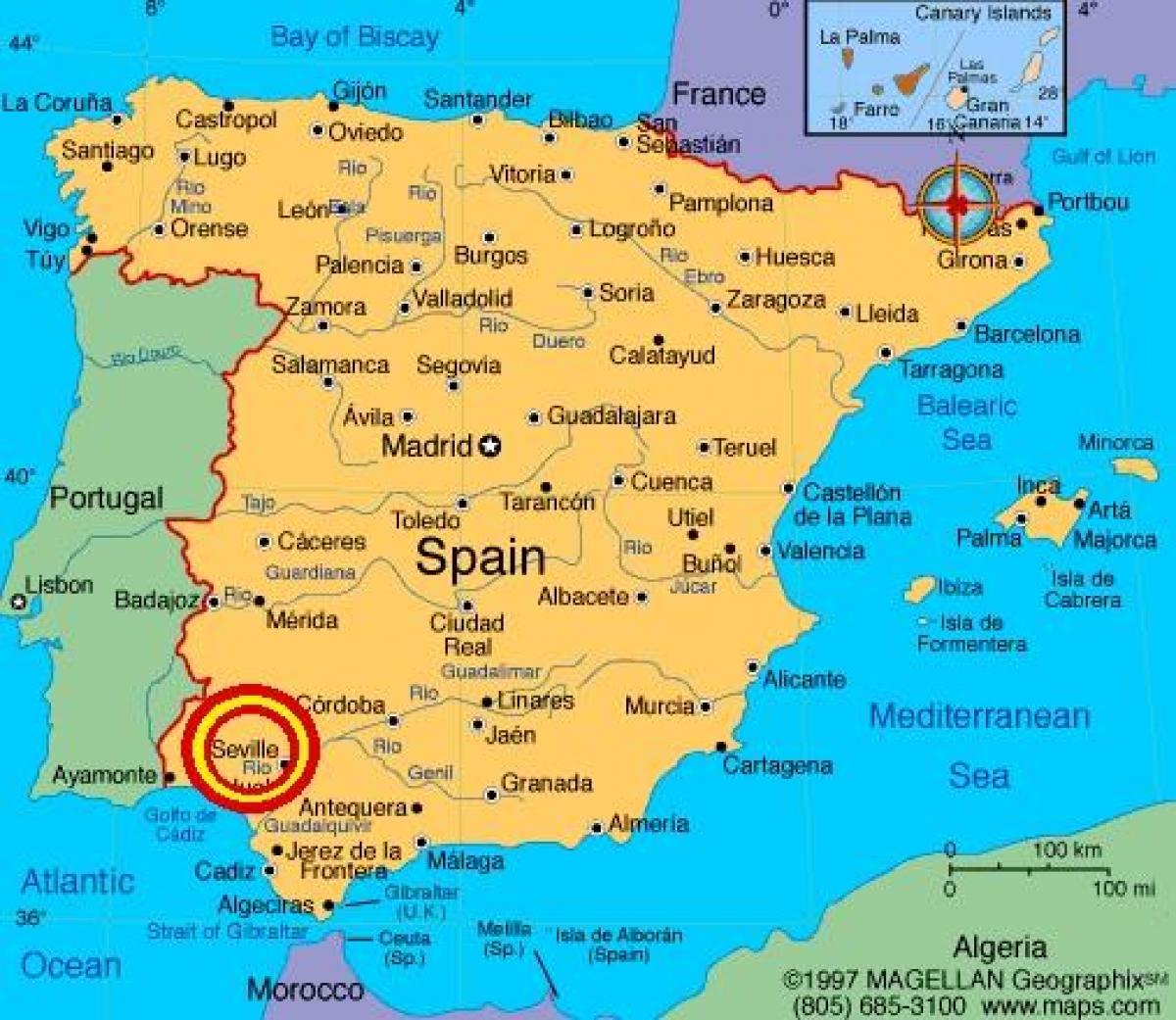 Sevilla espana mapu