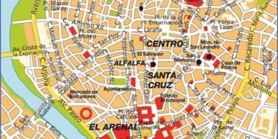 Sevilla (španielsko mapa turistických atrakcií